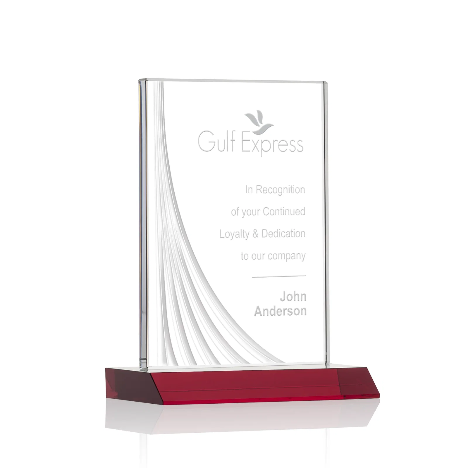 Personalized Starfire Crystal Award With Liquid-Crystal Accent Lines, awards for team milestone celebrations