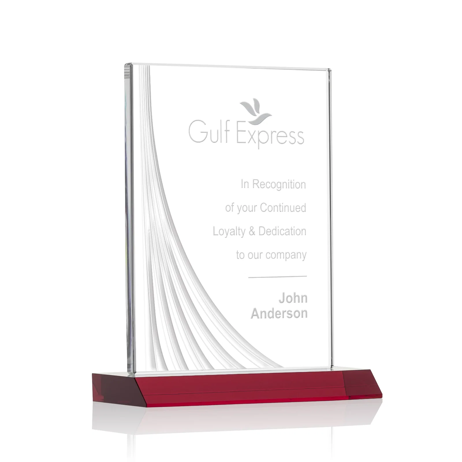 Personalized Starfire Crystal Award With Liquid-Crystal Accent Lines, awards for donor appreciation
