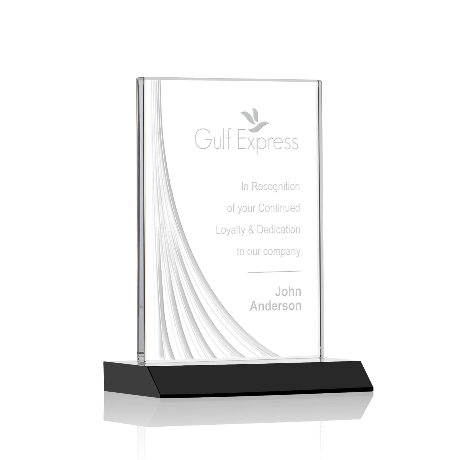 Custom Starfire Crystal Award With Liquid-Crystal Accent Lines, awards for corporate award ceremonies