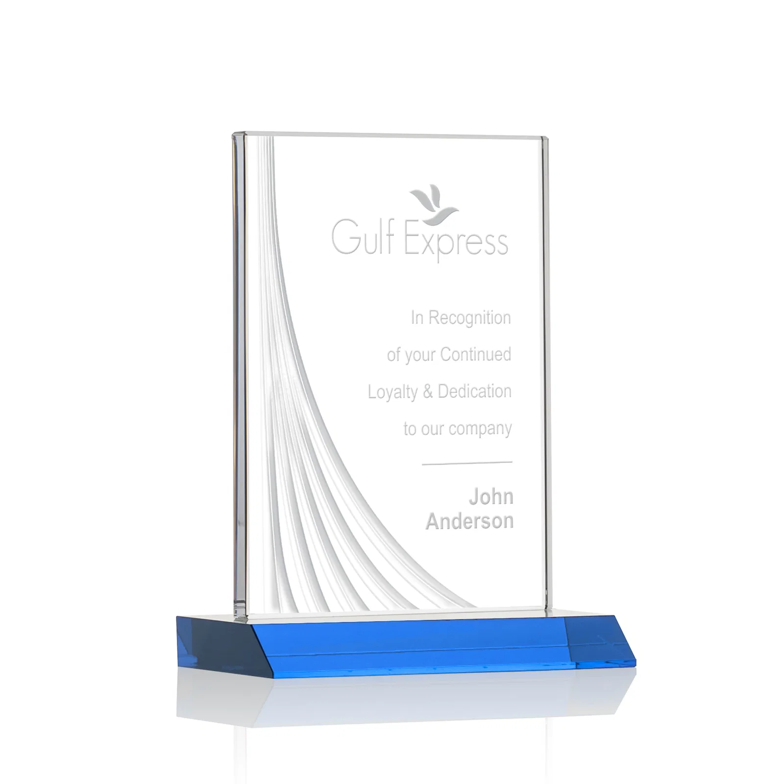 Personalized Starfire Crystal Award With Liquid-Crystal Accent Lines, awards for volunteer appreciation