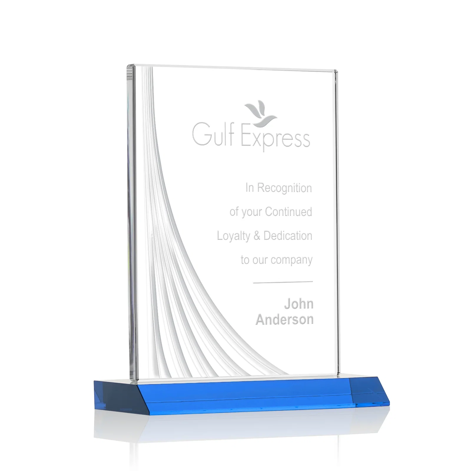 Personalized Starfire Crystal Award With Liquid-Crystal Accent Lines, awards for dealer and partner awards