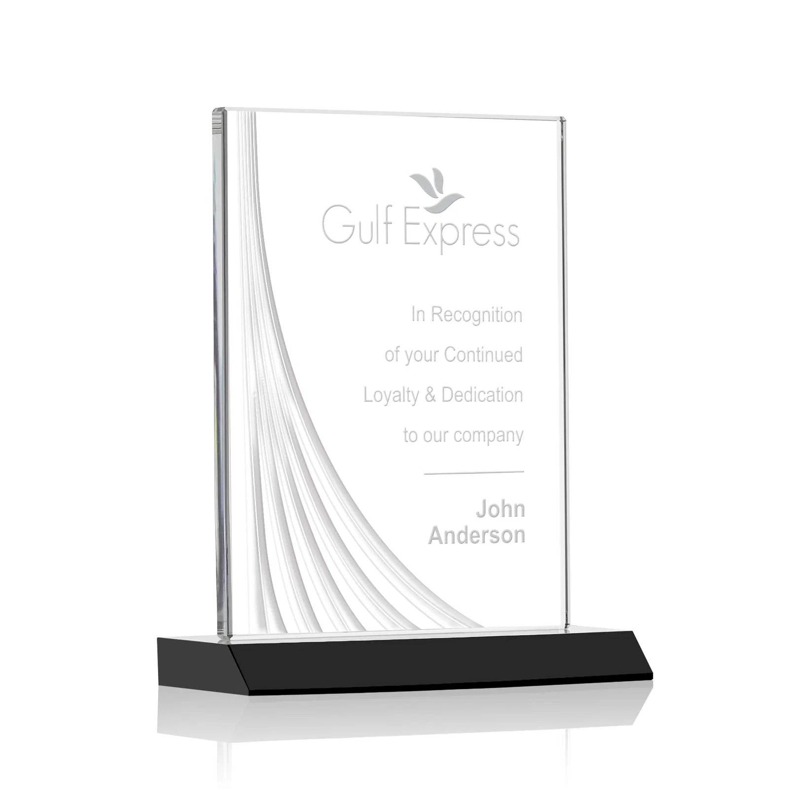 Custom Starfire Crystal Award With Liquid-Crystal Accent Lines, awards for service anniversary gifts