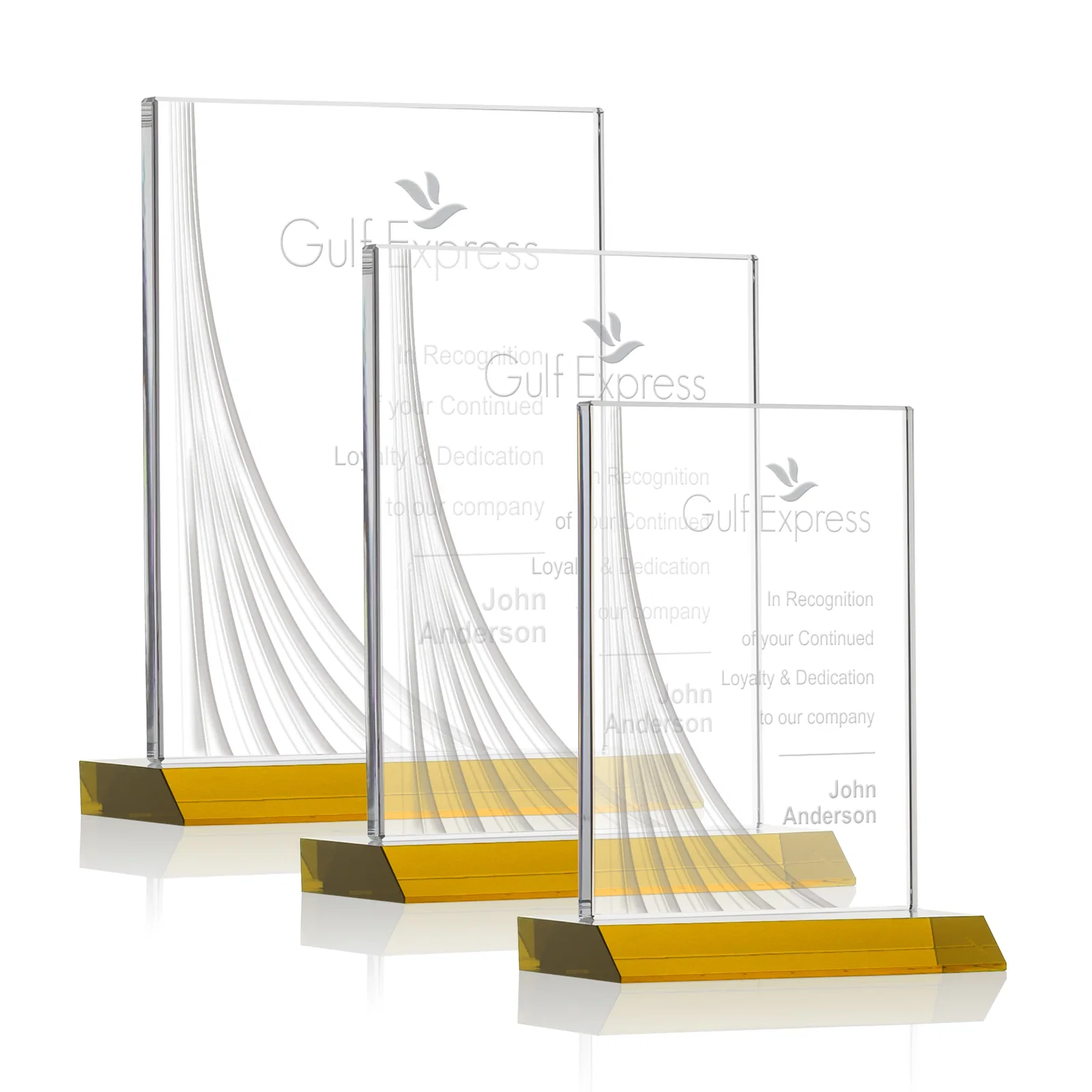 Custom Starfire Crystal Award With Liquid-Crystal Accent Lines, awards for retirement presentations