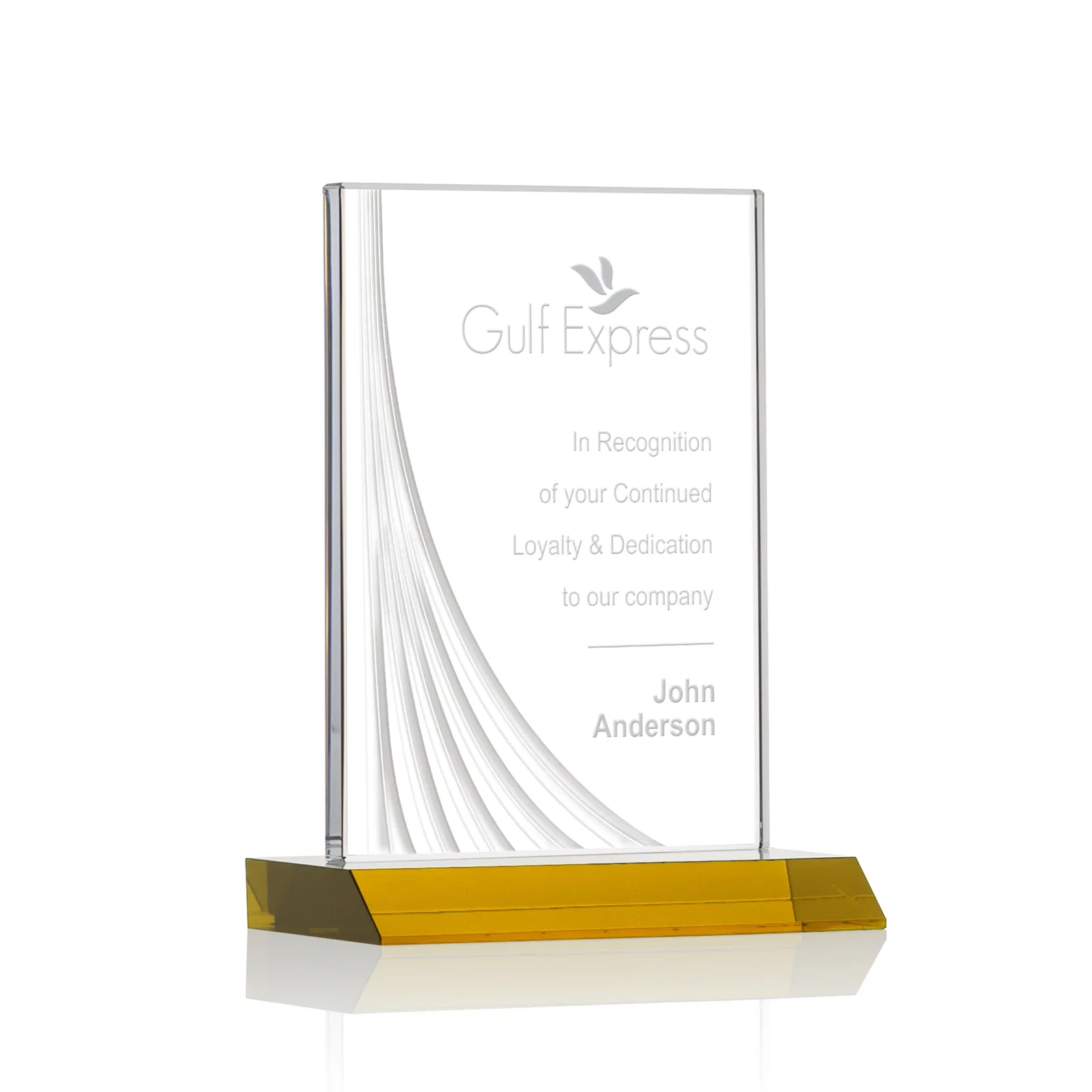 Custom Starfire Crystal Award With Liquid-Crystal Accent Lines, awards for team milestone celebrations