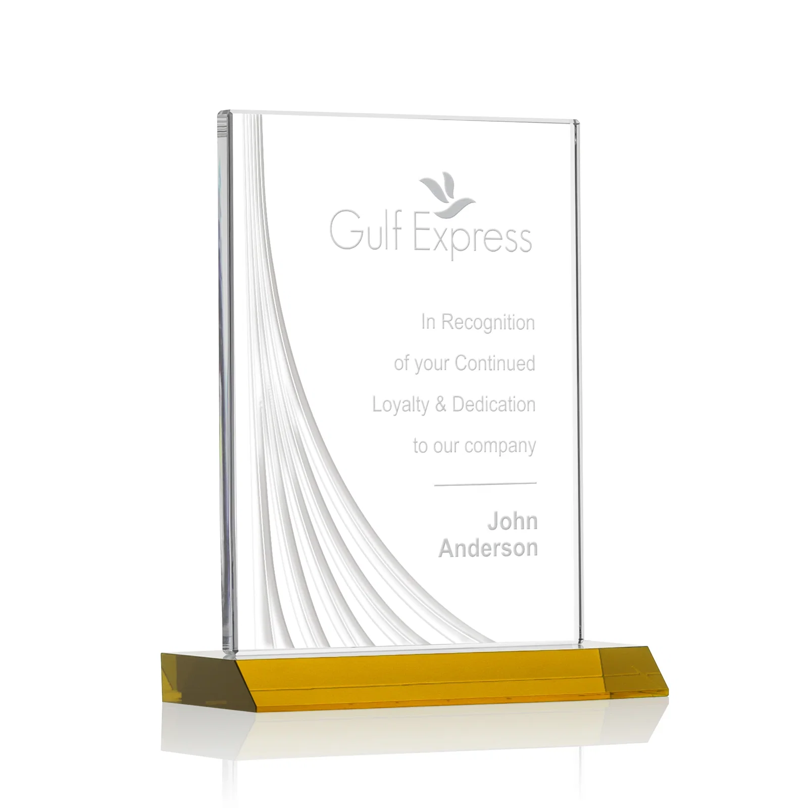 Custom Starfire Crystal Award With Liquid-Crystal Accent Lines, awards for donor appreciation