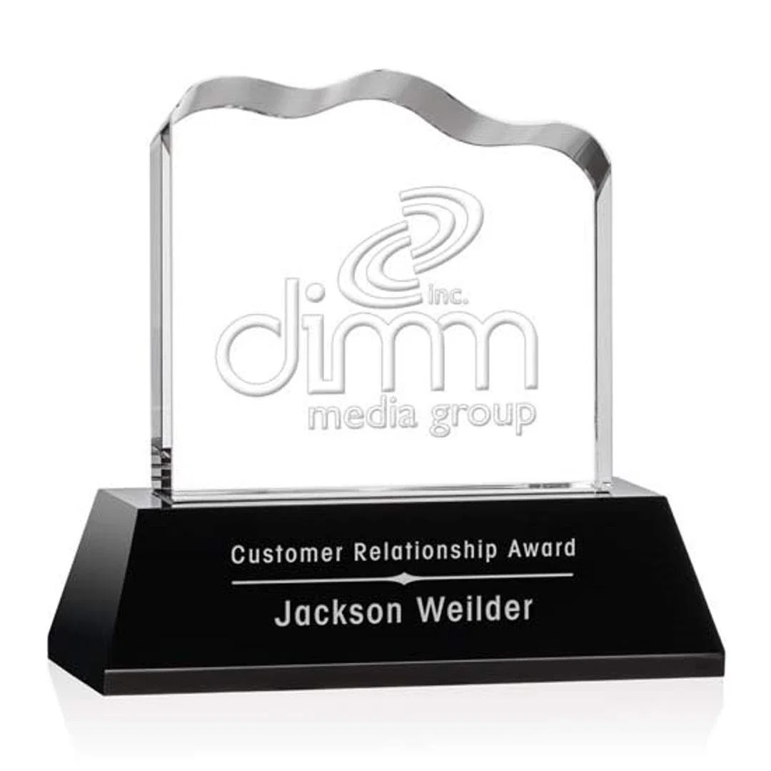Custom Optical Crystal Iceberg Award With a 4 x 3.25 Back Etch - Lennox, awards for corporate award ceremonies