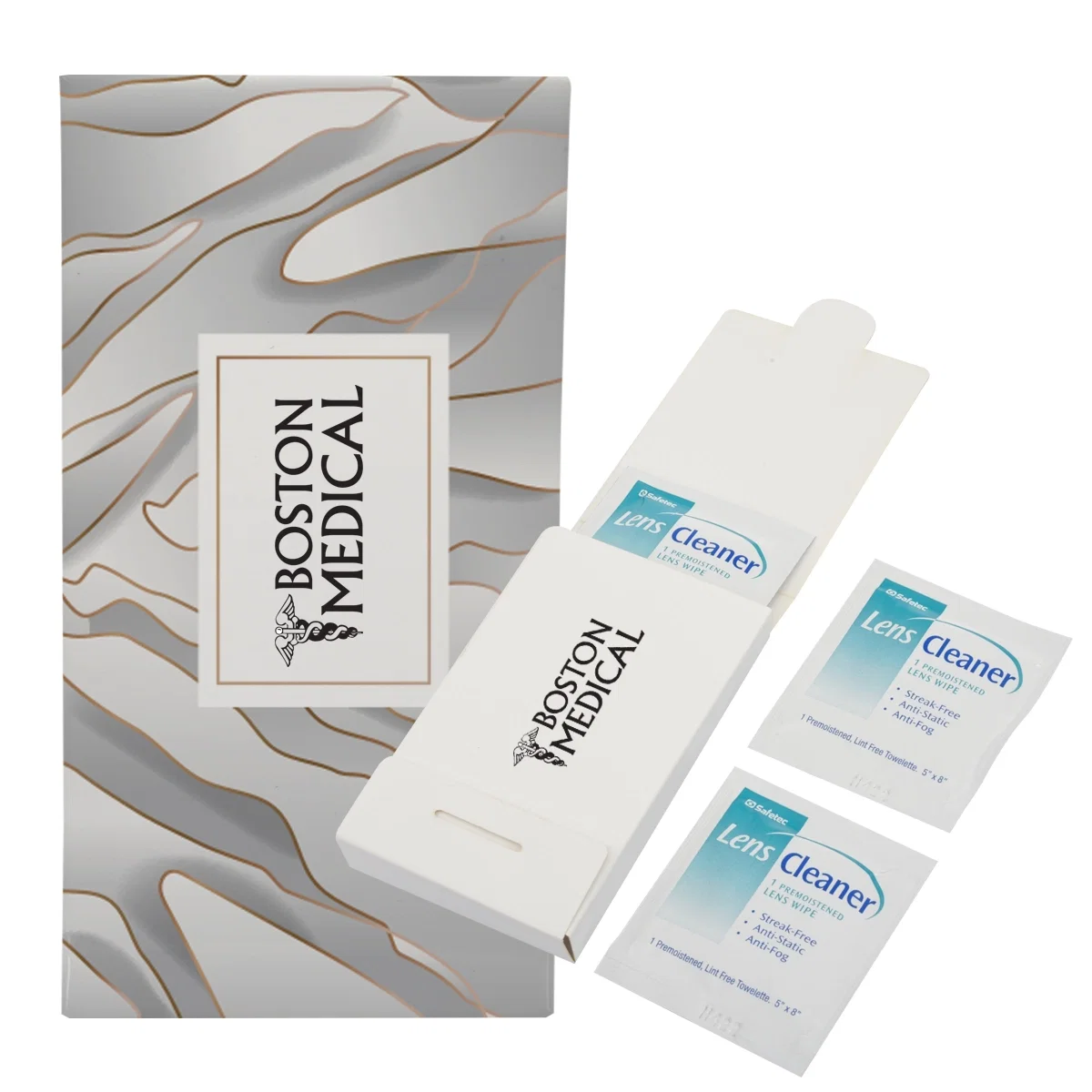 Pocket-size lens wipes kit shown closed from the front
