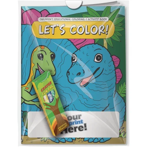 Let's Color! coloring book and imprinted crayons combo pack for kids