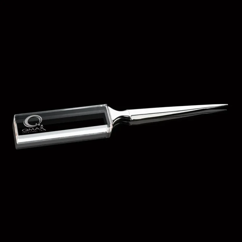 Custom Engraved Crystal & Metal Business Letter Opener β view 1
