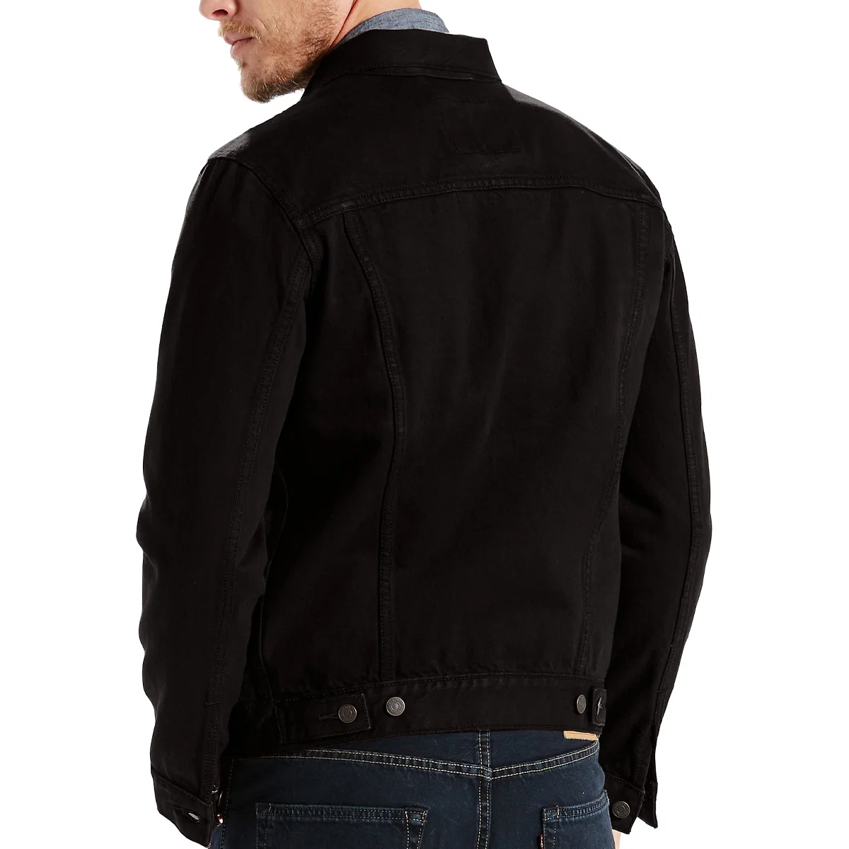 Chest pocket flap and button detail up close