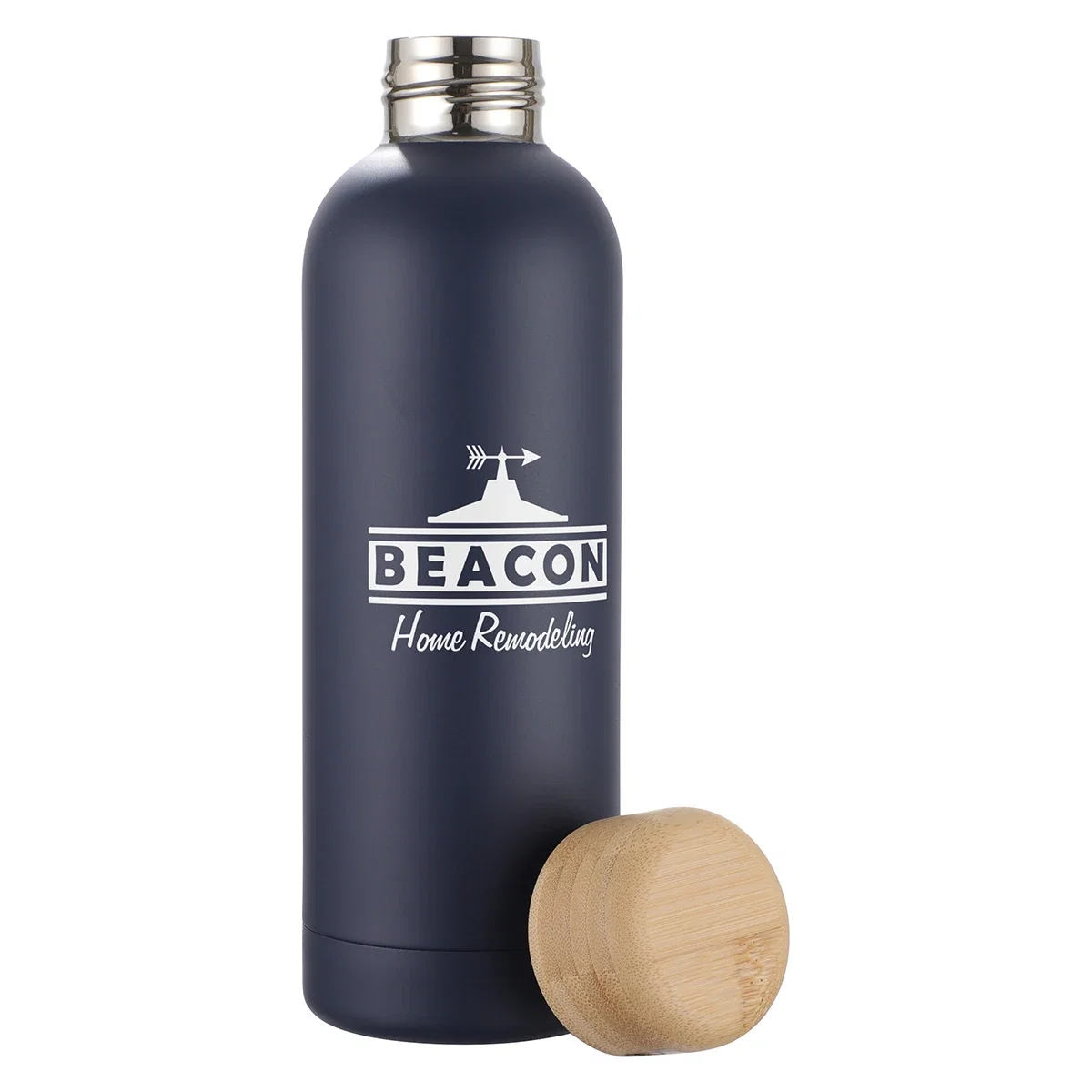 Side profile of the branded Lexi 17 oz Stainless Steel Bottle