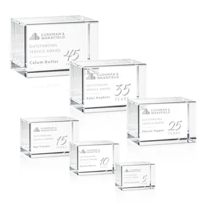 Beveled Crystal Block Award, 2"-4.5" in 5 Sizes