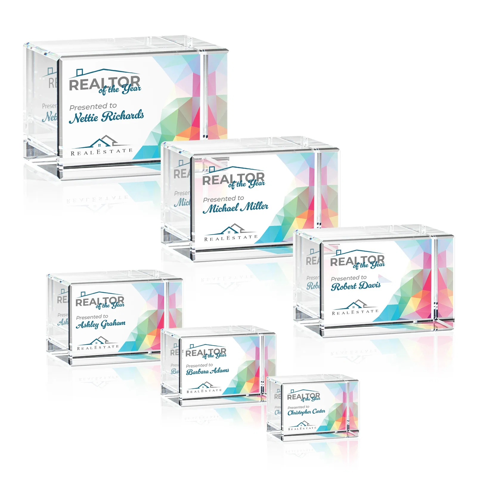 Personalized Beveled Crystal Block Award, 2"-4.5" in 5 Sizes, client appreciation gift for sales achievement awards