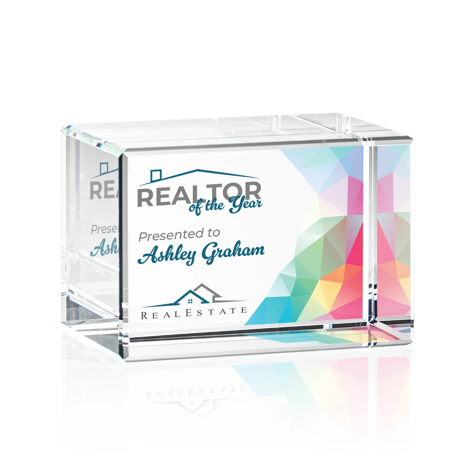 Personalized Beveled Crystal Block Award, 2"-4.5" in 5 Sizes, client appreciation gift for team milestone celebrations