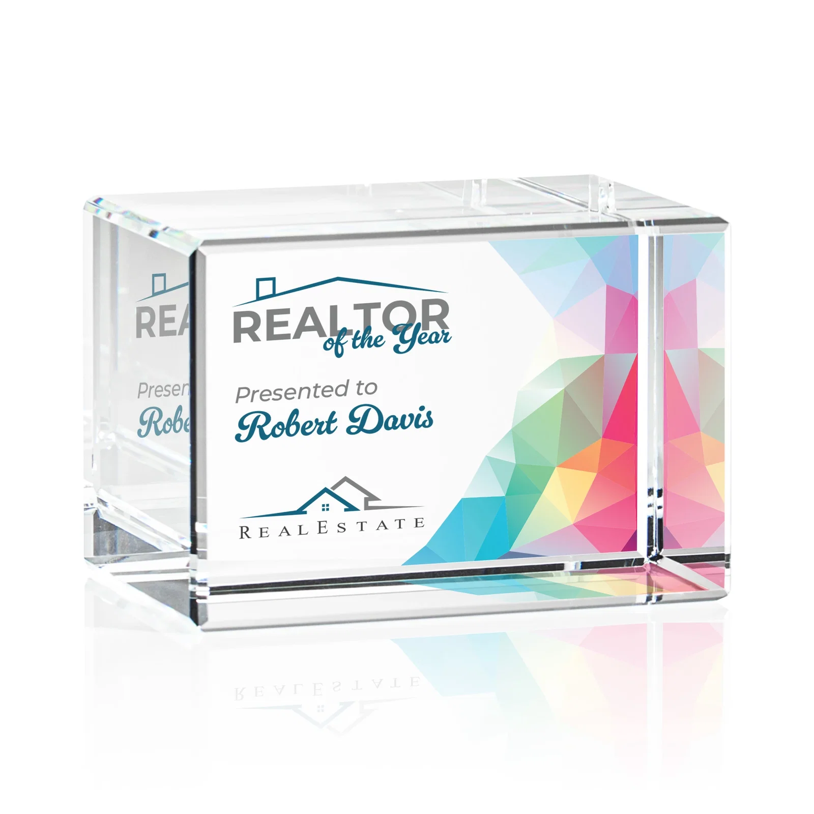 Personalized Beveled Crystal Block Award, 2"-4.5" in 5 Sizes, client appreciation gift for donor appreciation
