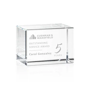 Beveled Crystal Block Award, 2"-4.5" in 5 Sizes