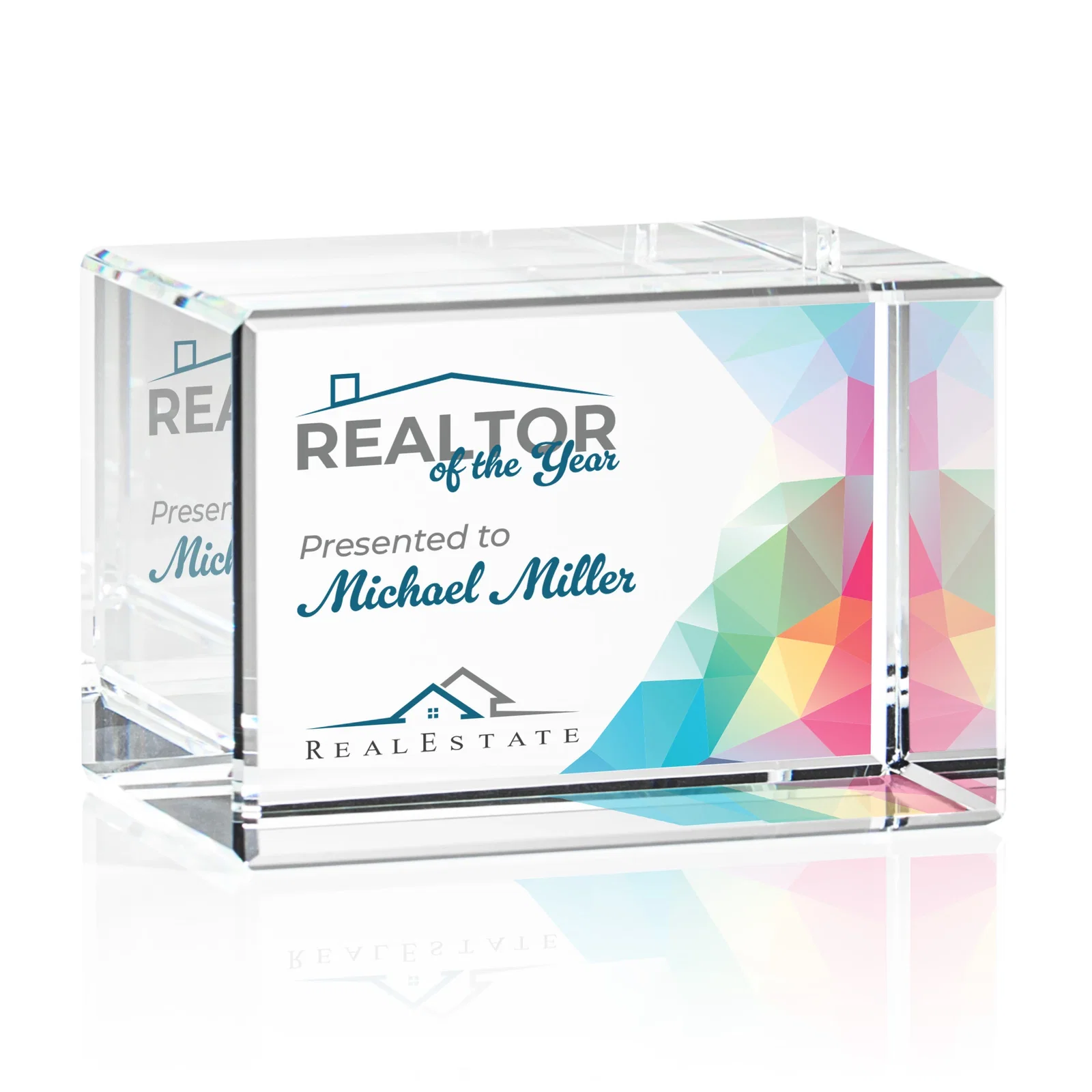 Personalized Beveled Crystal Block Award, 2"-4.5" in 5 Sizes, client appreciation gift for graduation ceremonies