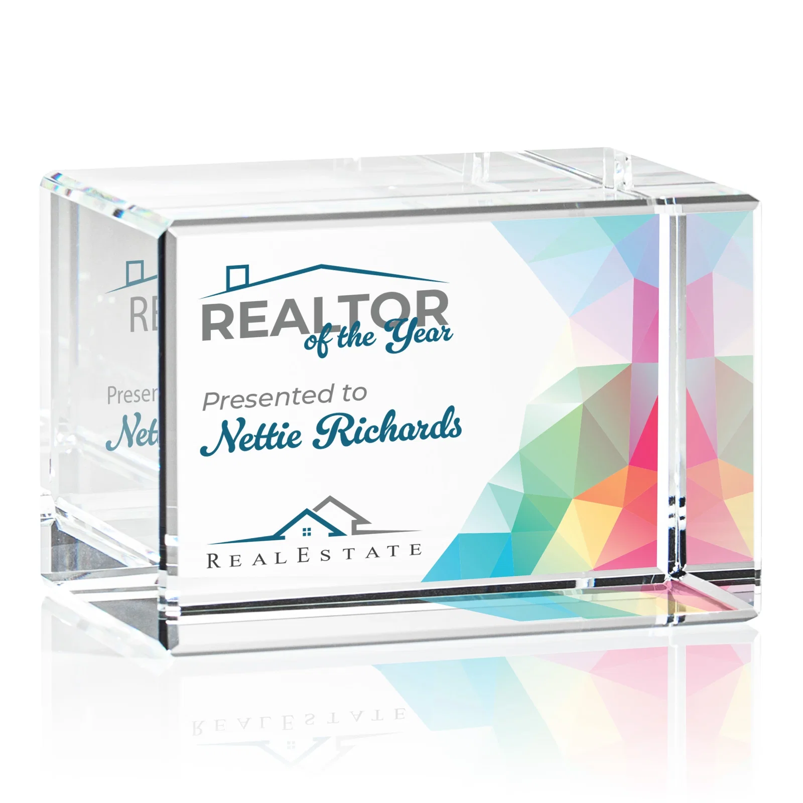 Personalized Beveled Crystal Block Award, 2"-4.5" in 5 Sizes, client appreciation gift for safety achievement programs