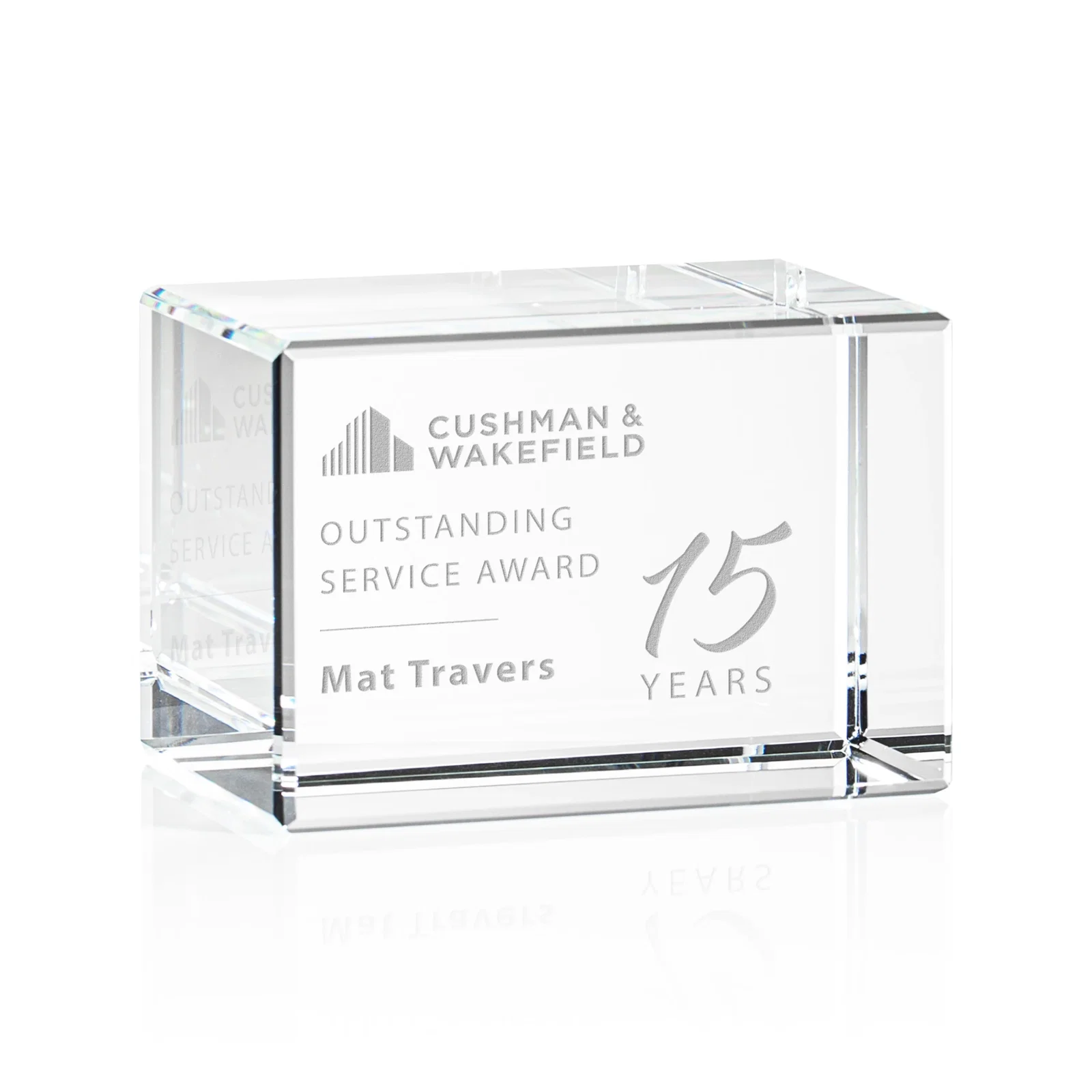 Custom Beveled Crystal Block Award, 2"-4.5" in 5 Sizes, client appreciation gift for service anniversary gifts