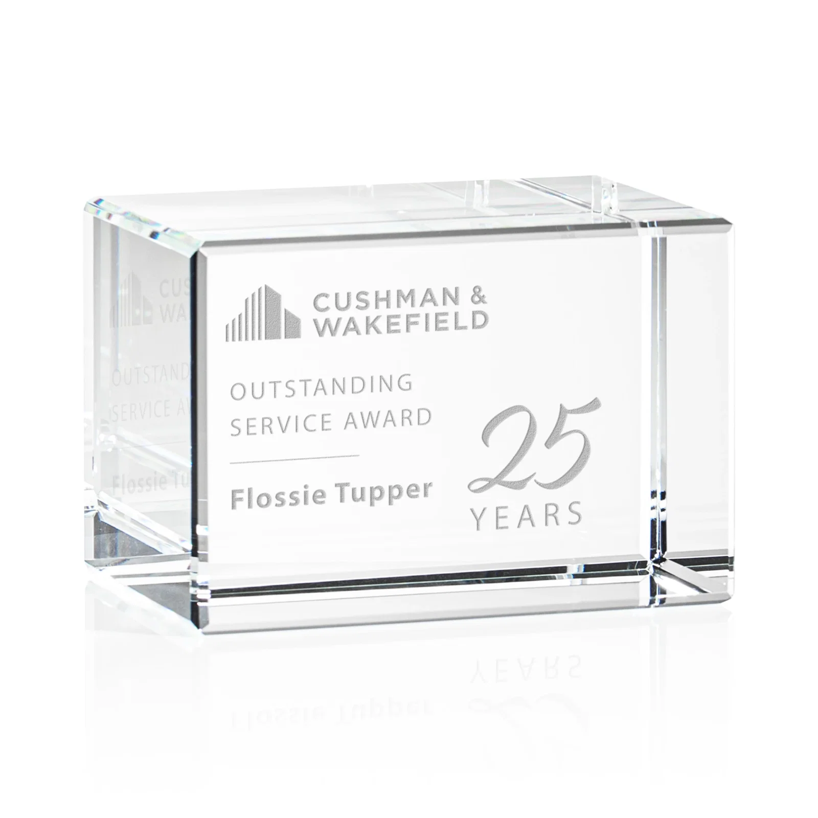 Custom Beveled Crystal Block Award, 2"-4.5" in 5 Sizes, client appreciation gift for sales achievement awards
