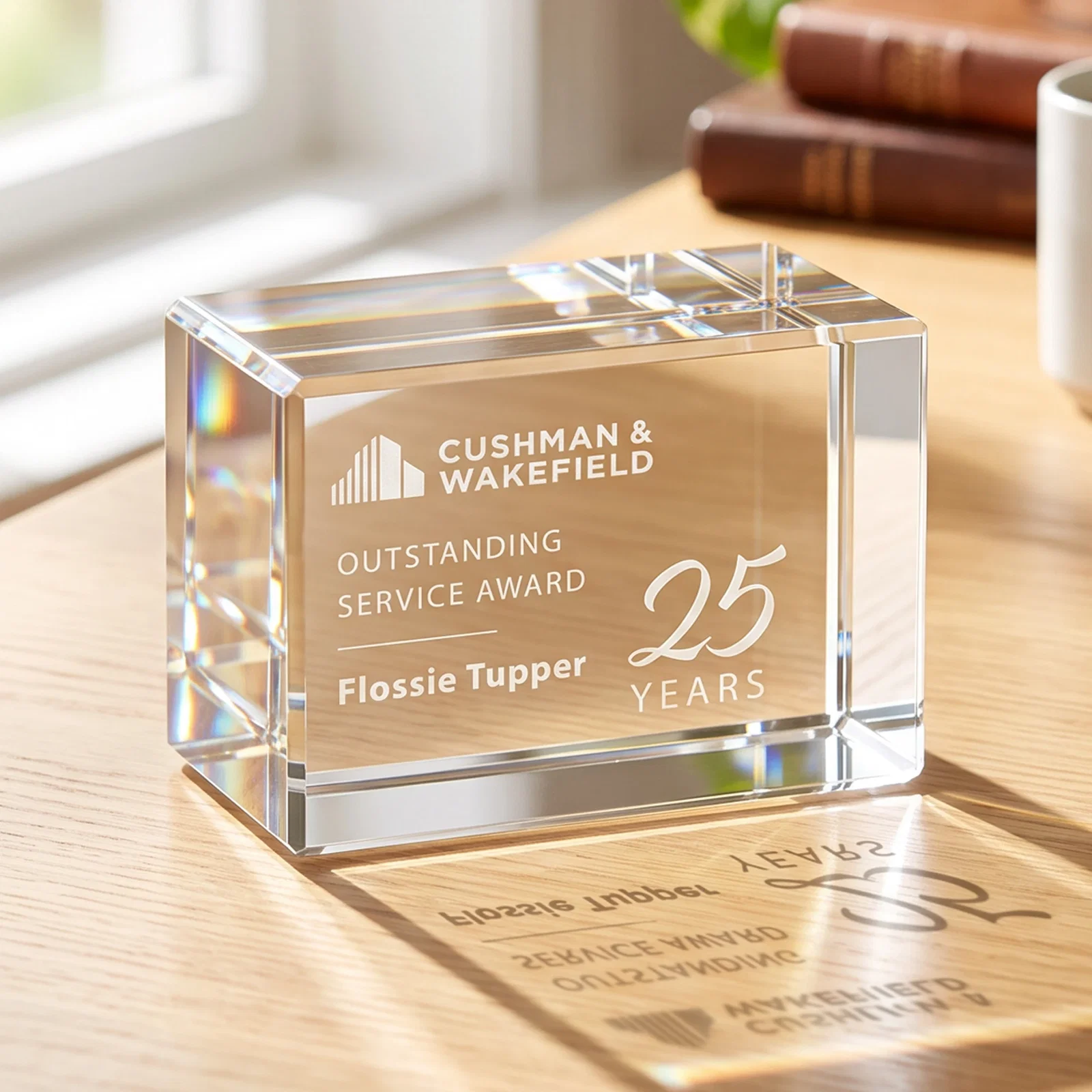 Custom Beveled Crystal Block Award, 2"-4.5" in 5 Sizes, client appreciation gift for graduation ceremonies