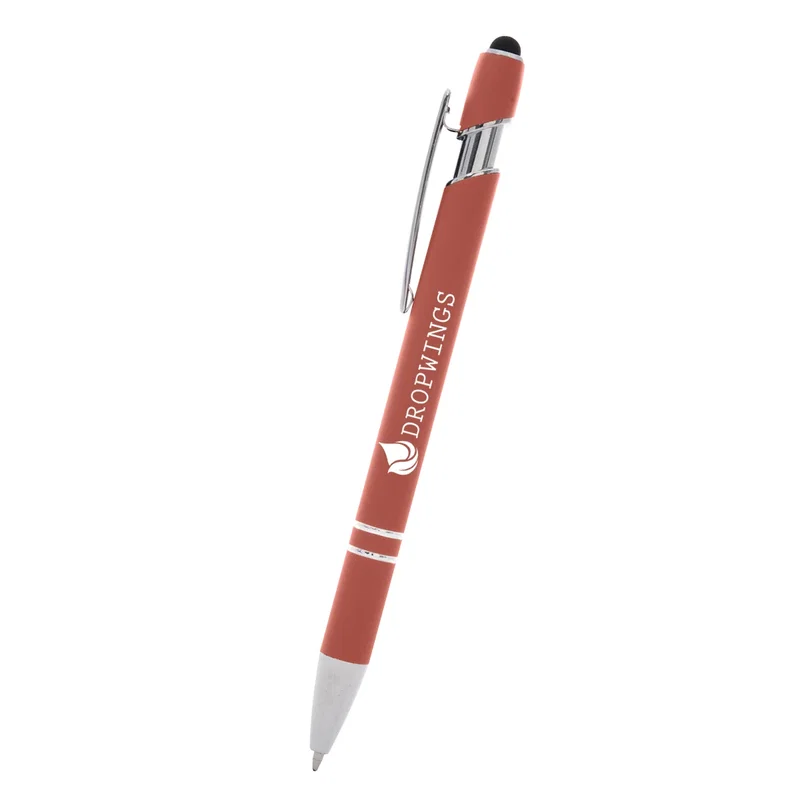 Stylus tip poised above a touchscreen