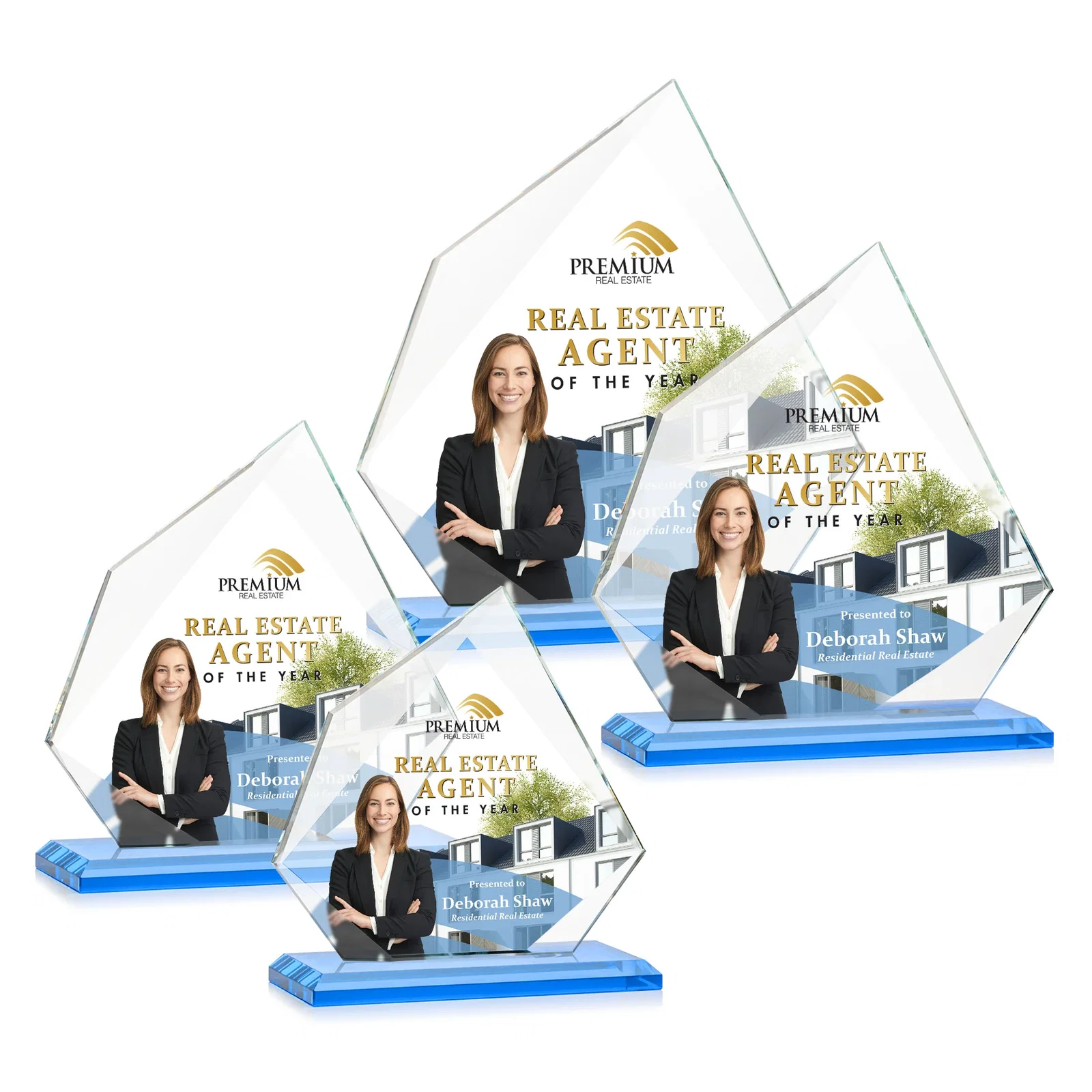 Custom Jade Glass Award on a Mitered Base With Eleven Color Options, with your logo for corporate award ceremonies
