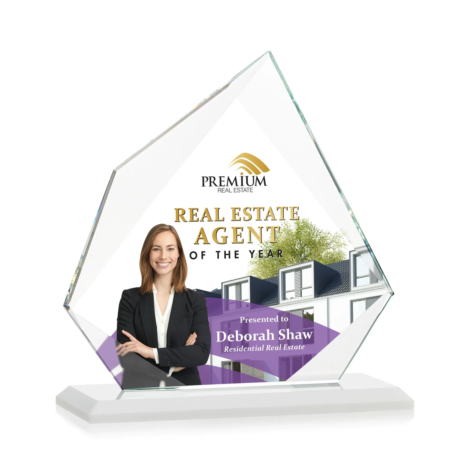 Custom Jade Glass Award on a Mitered Base With Eleven Color Options, with your logo for safety achievement programs