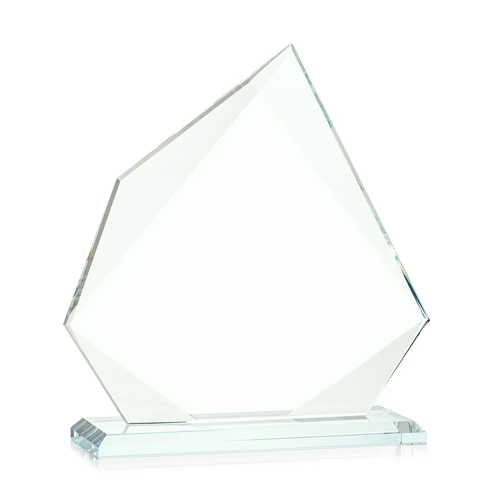 Personalized Jade Glass Award on a Mitered Base With Eleven Color Options, with your logo for corporate award ceremonies