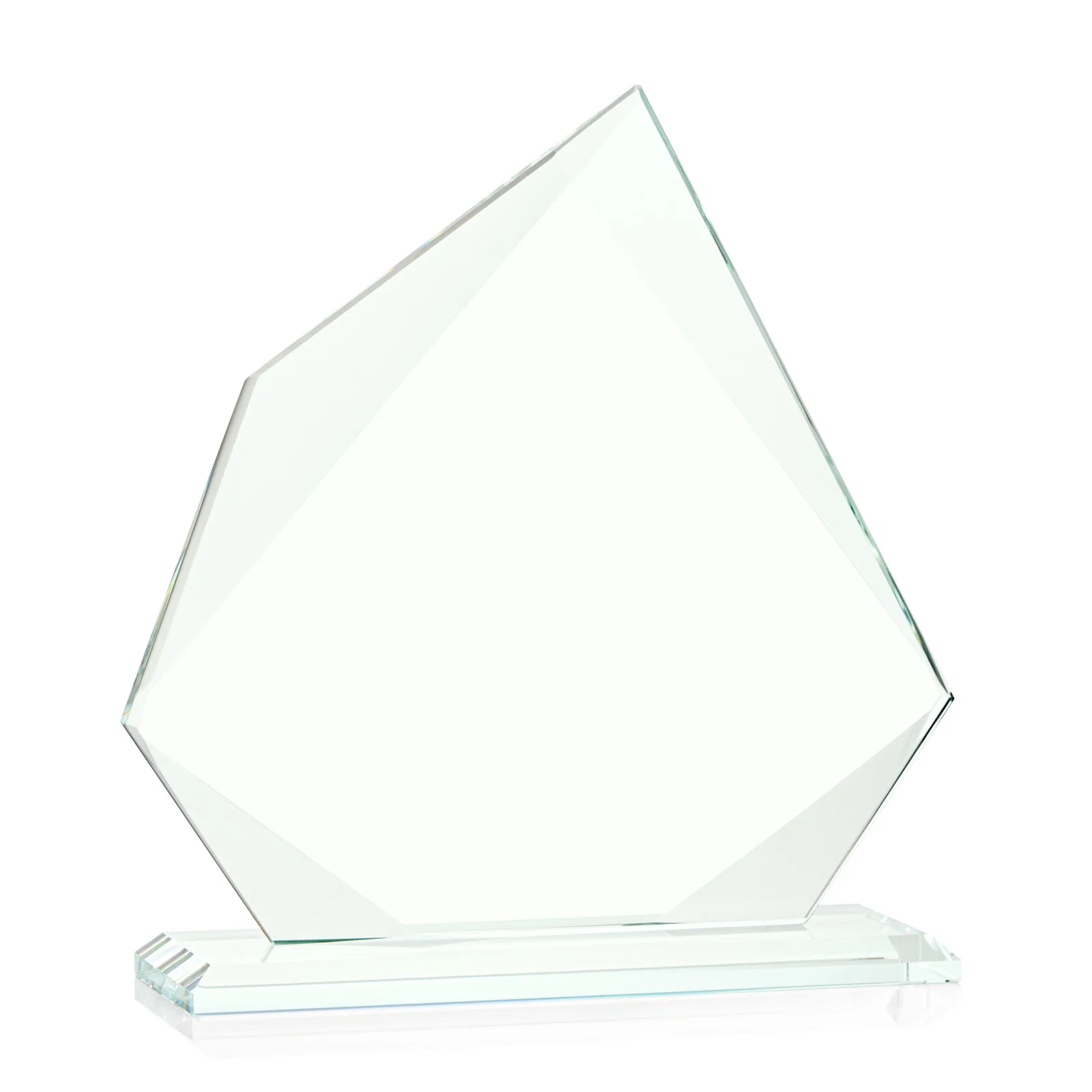 Personalized Jade Glass Award on a Mitered Base With Eleven Color Options, with your logo for service anniversary gifts