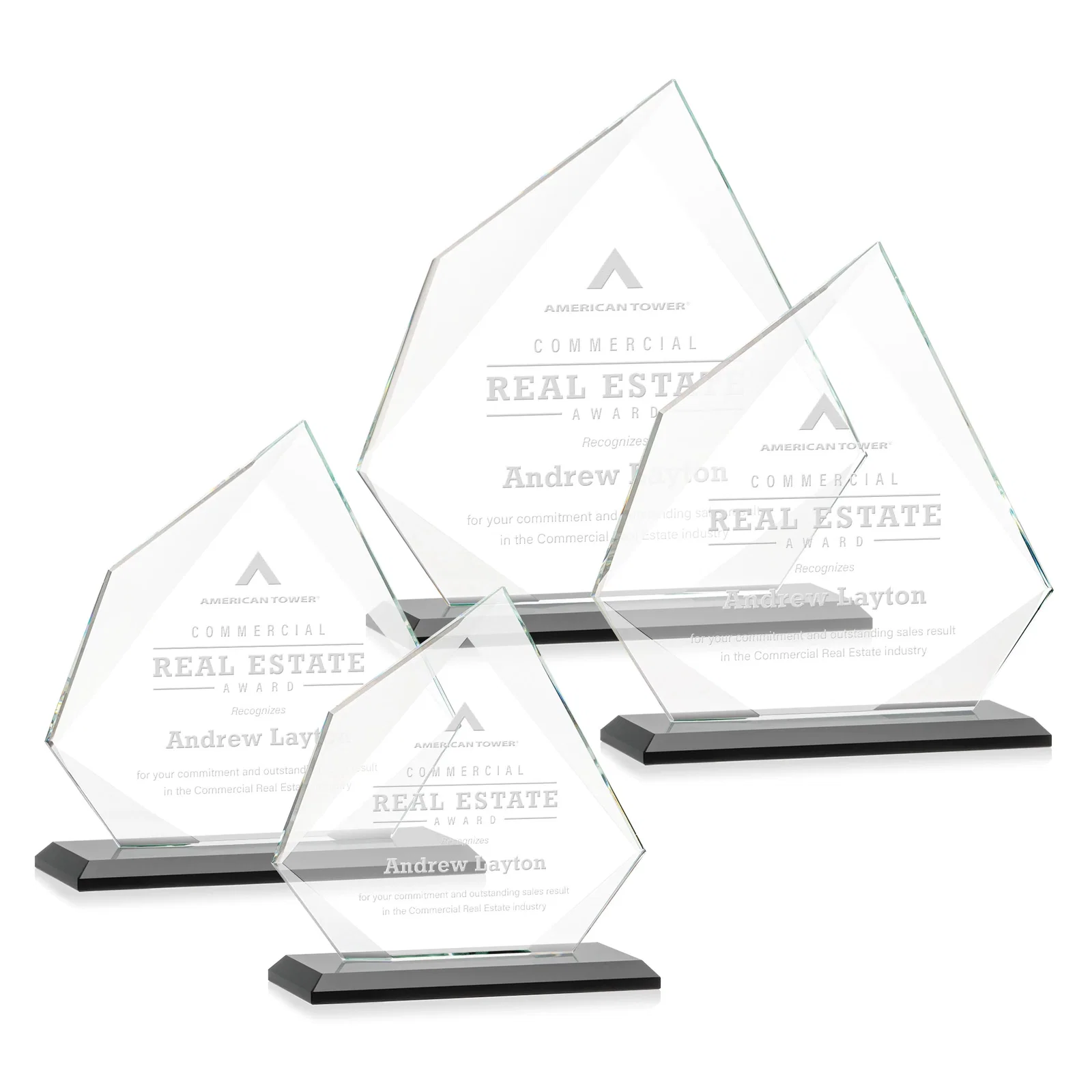 Personalized Jade Glass Award on a Mitered Base With Eleven Color Options for volunteer appreciation