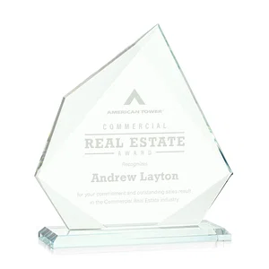 Jade Glass Award on a Mitered Base With Eleven Color Options