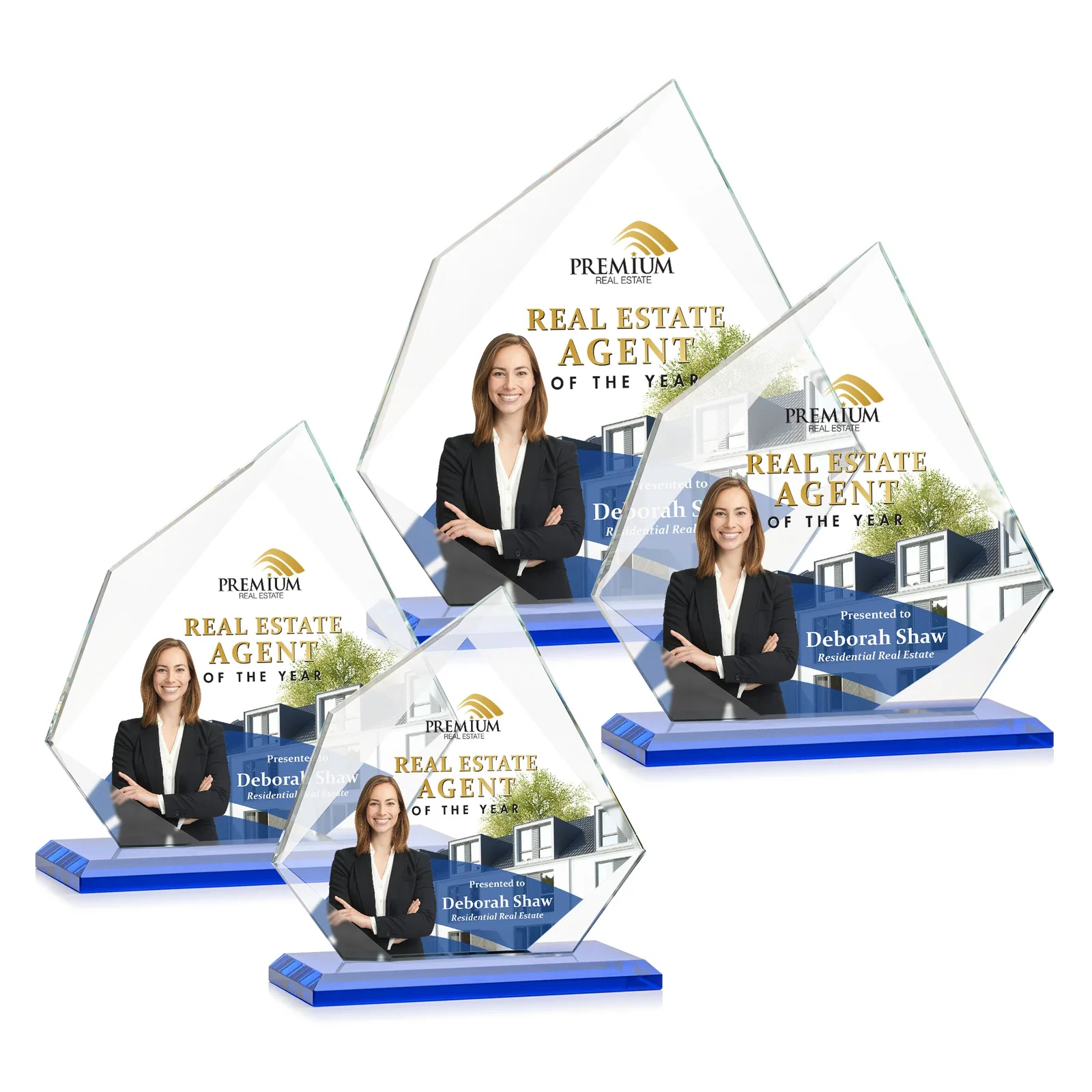 Customized Jade Glass Award on a Mitered Base With Eleven Color Options for dealer and partner awards