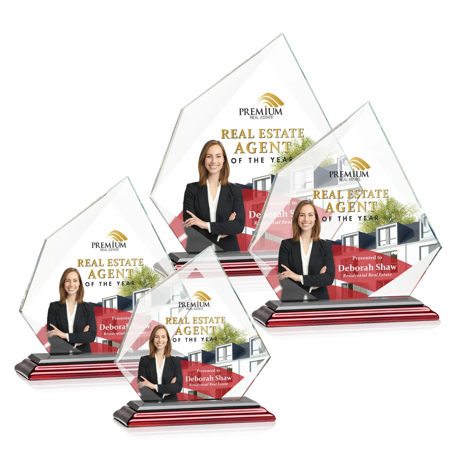 Custom engraved Jade Glass Award on a Mitered Base With Eleven Color Options for sales achievement awards