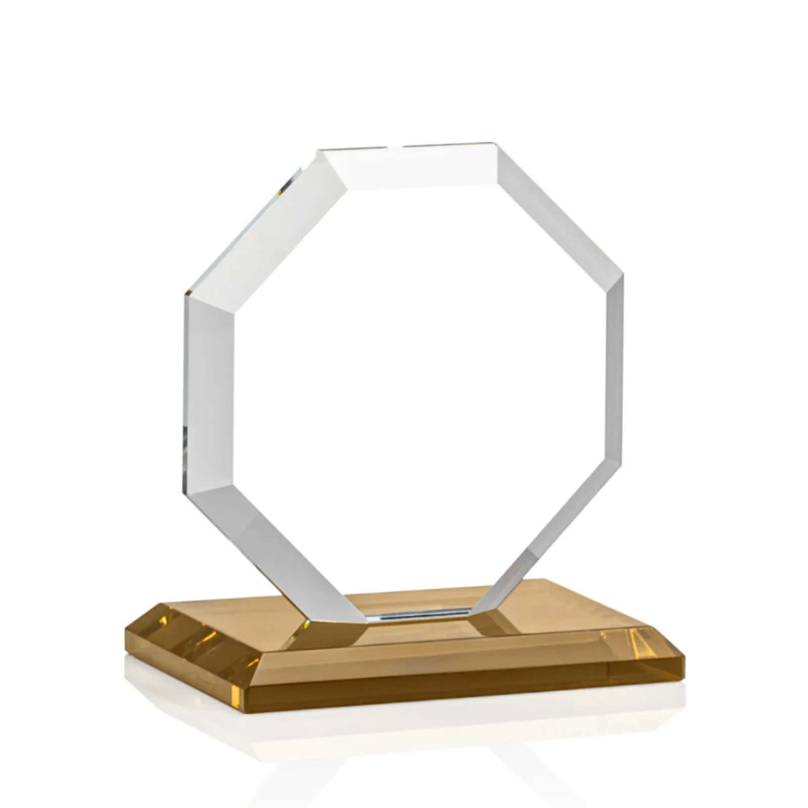 Personalized Starfire Crystal Octagon Award with Deep Mitered Edges, with your logo for dealer and partner awards