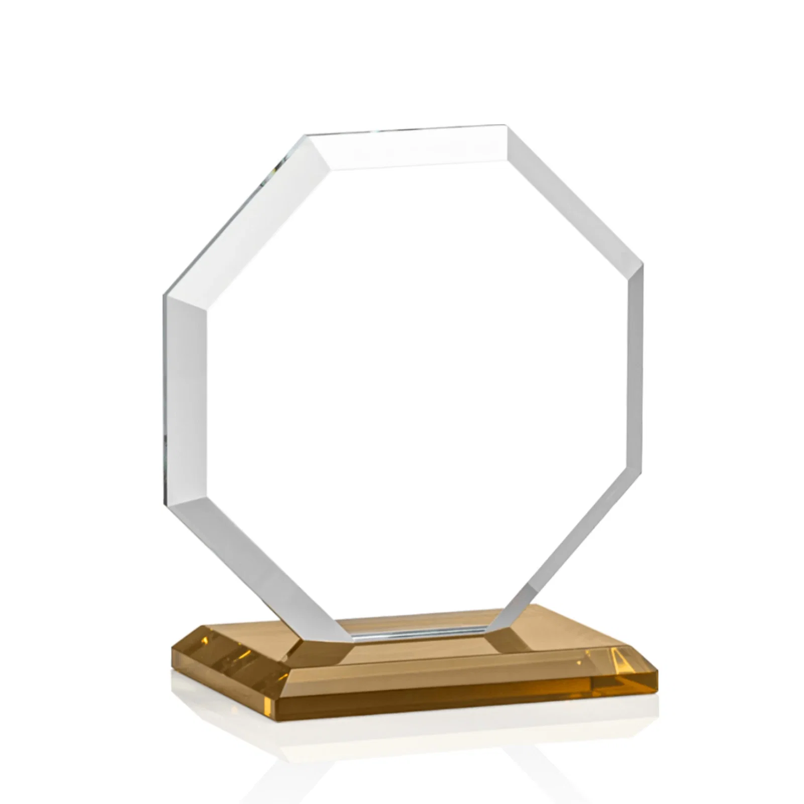 Personalized Starfire Crystal Octagon Award with Deep Mitered Edges, with your logo for company anniversary events