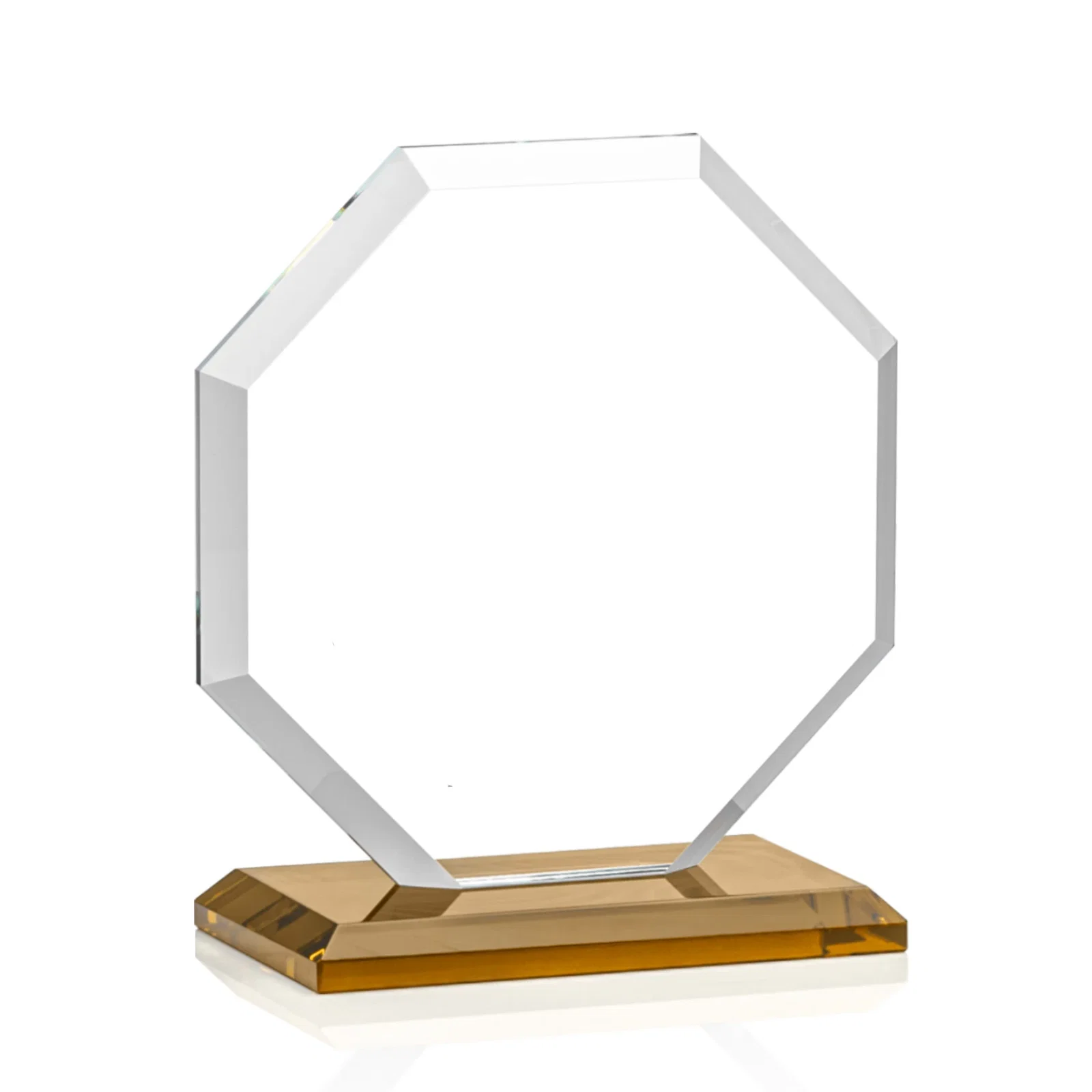 Promotional Starfire Crystal Octagon Award with Deep Mitered Edges, with your logo for employee recognition