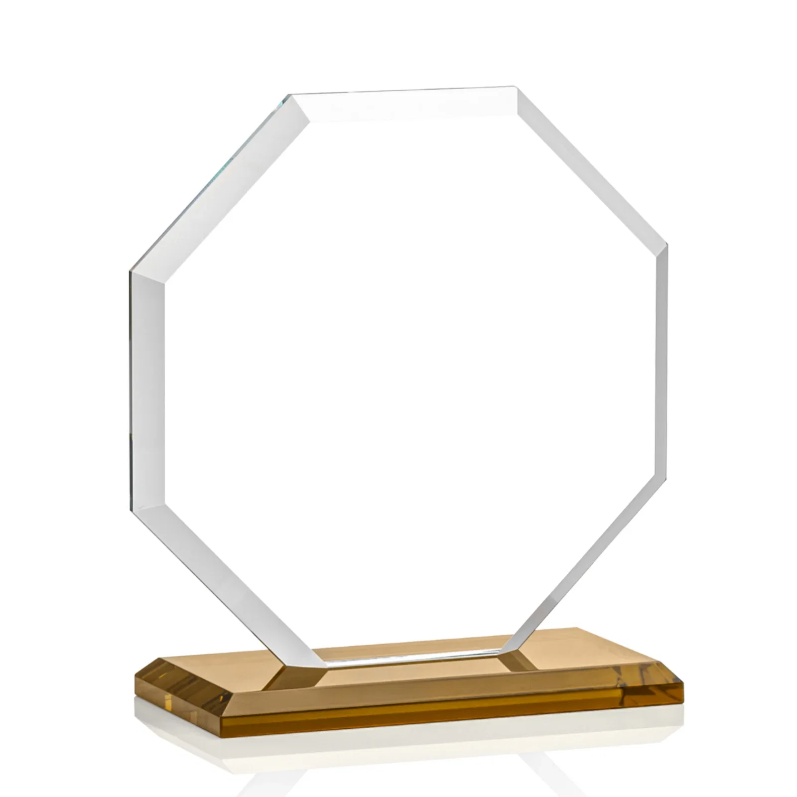 Promotional Starfire Crystal Octagon Award with Deep Mitered Edges, with your logo for corporate award ceremonies