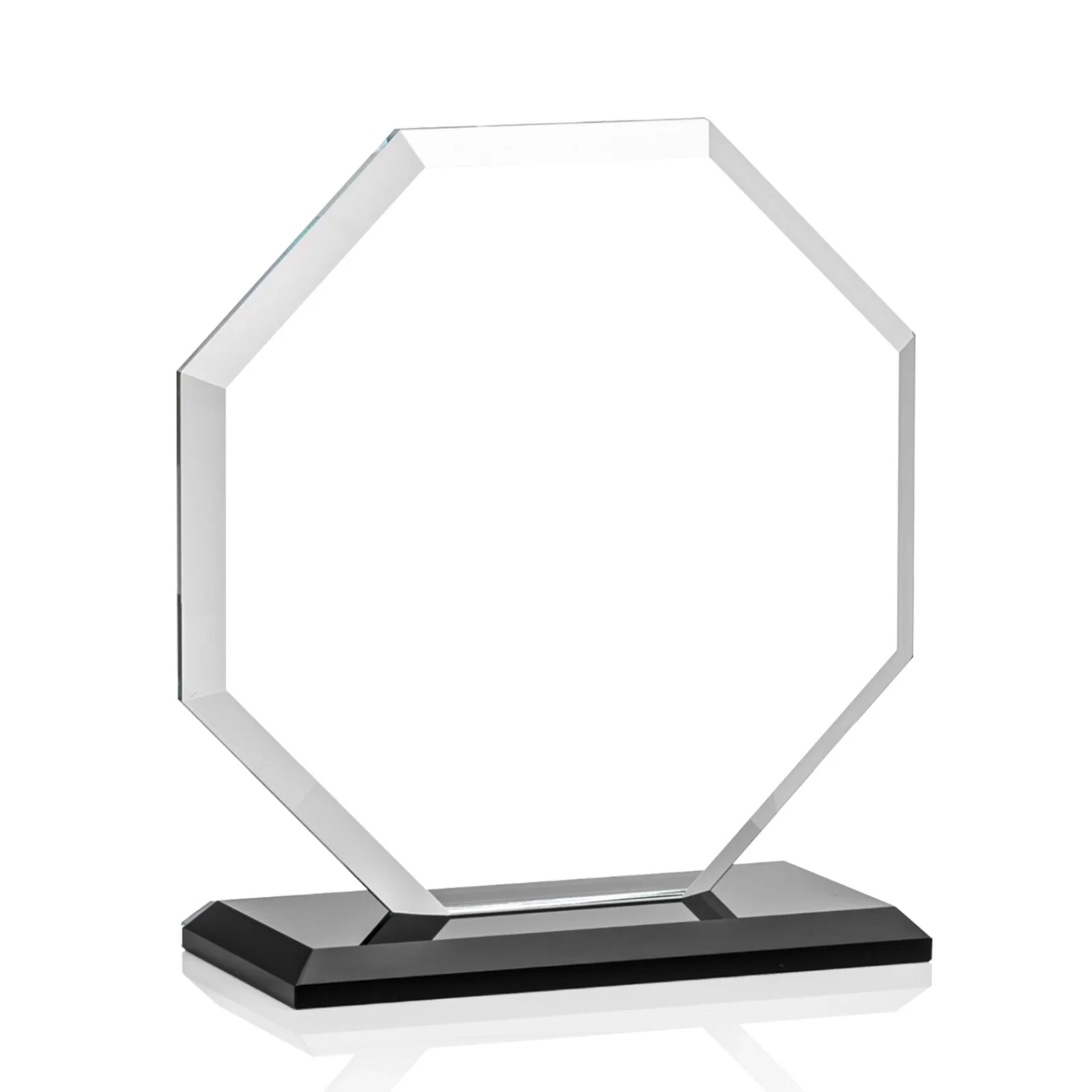 Promotional Starfire Crystal Octagon Award with Deep Mitered Edges, with your logo for donor appreciation