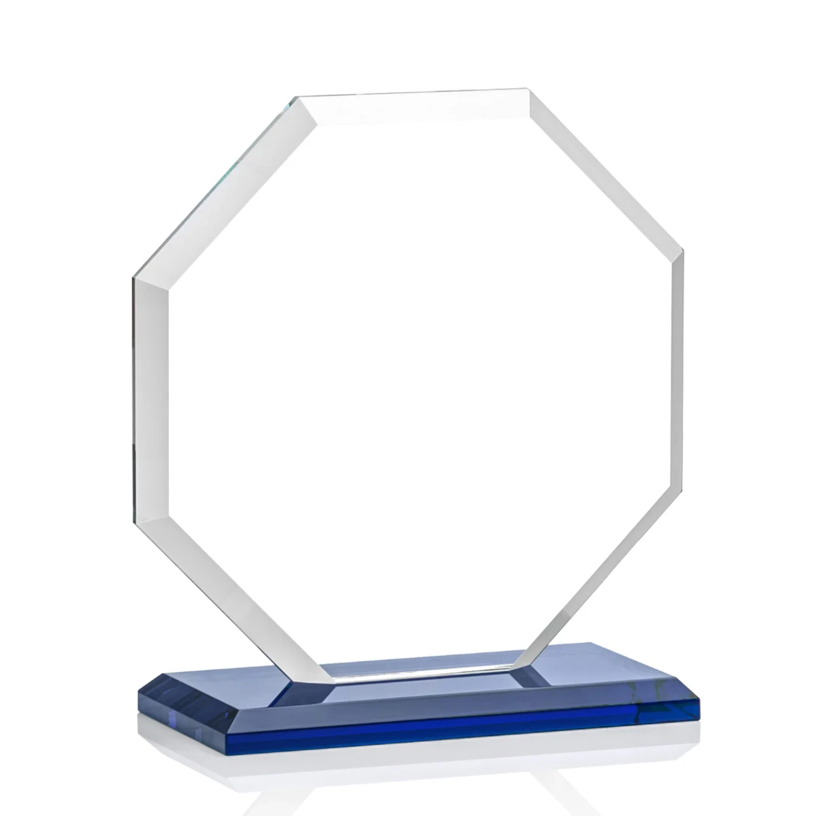 Promotional Starfire Crystal Octagon Award with Deep Mitered Edges, with your logo for company anniversary events