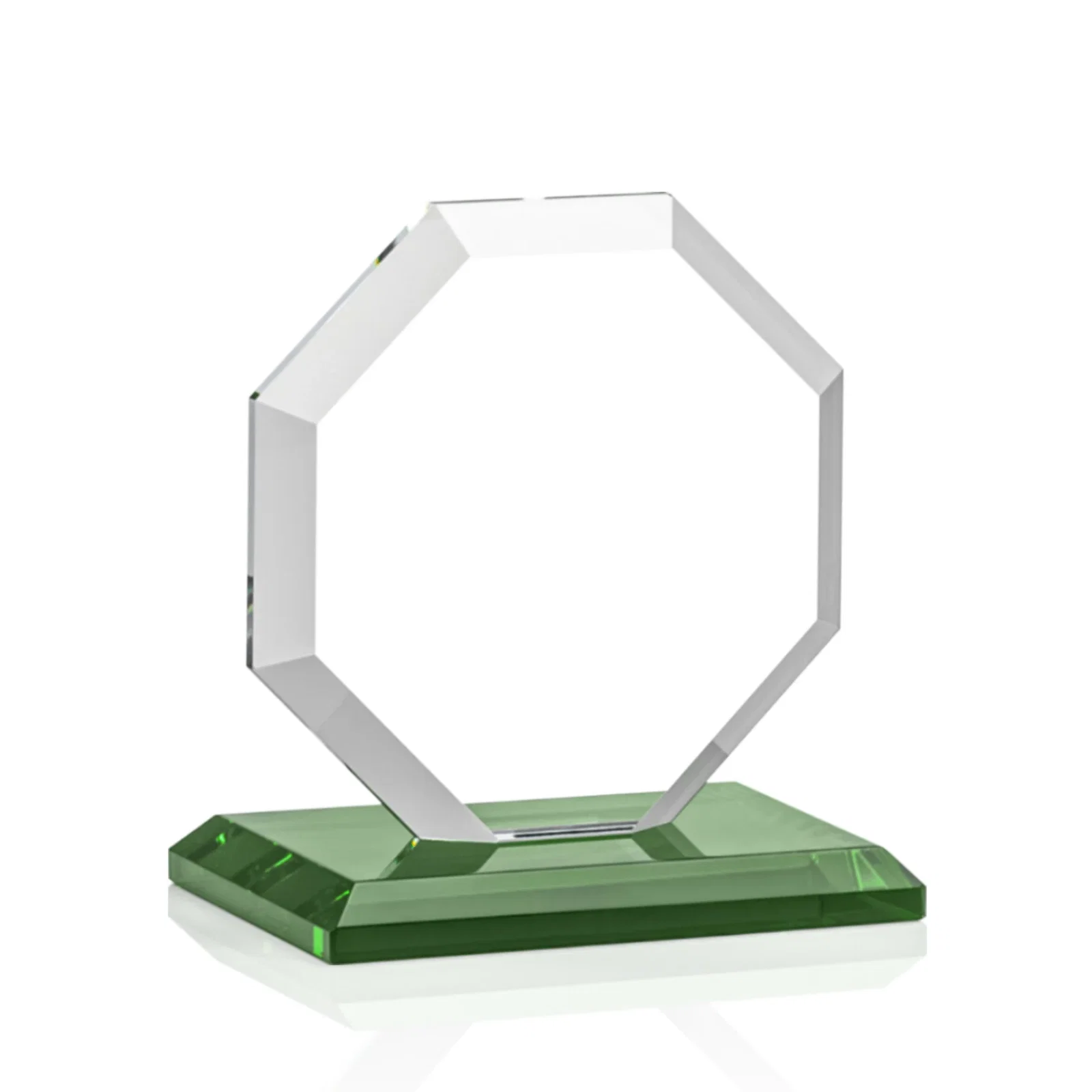 Branded Starfire Crystal Octagon Award with Deep Mitered Edges, with your logo for corporate award ceremonies