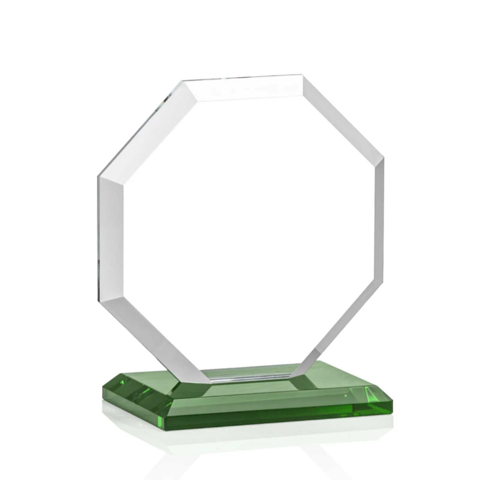 Branded Starfire Crystal Octagon Award with Deep Mitered Edges, with your logo for service anniversary gifts