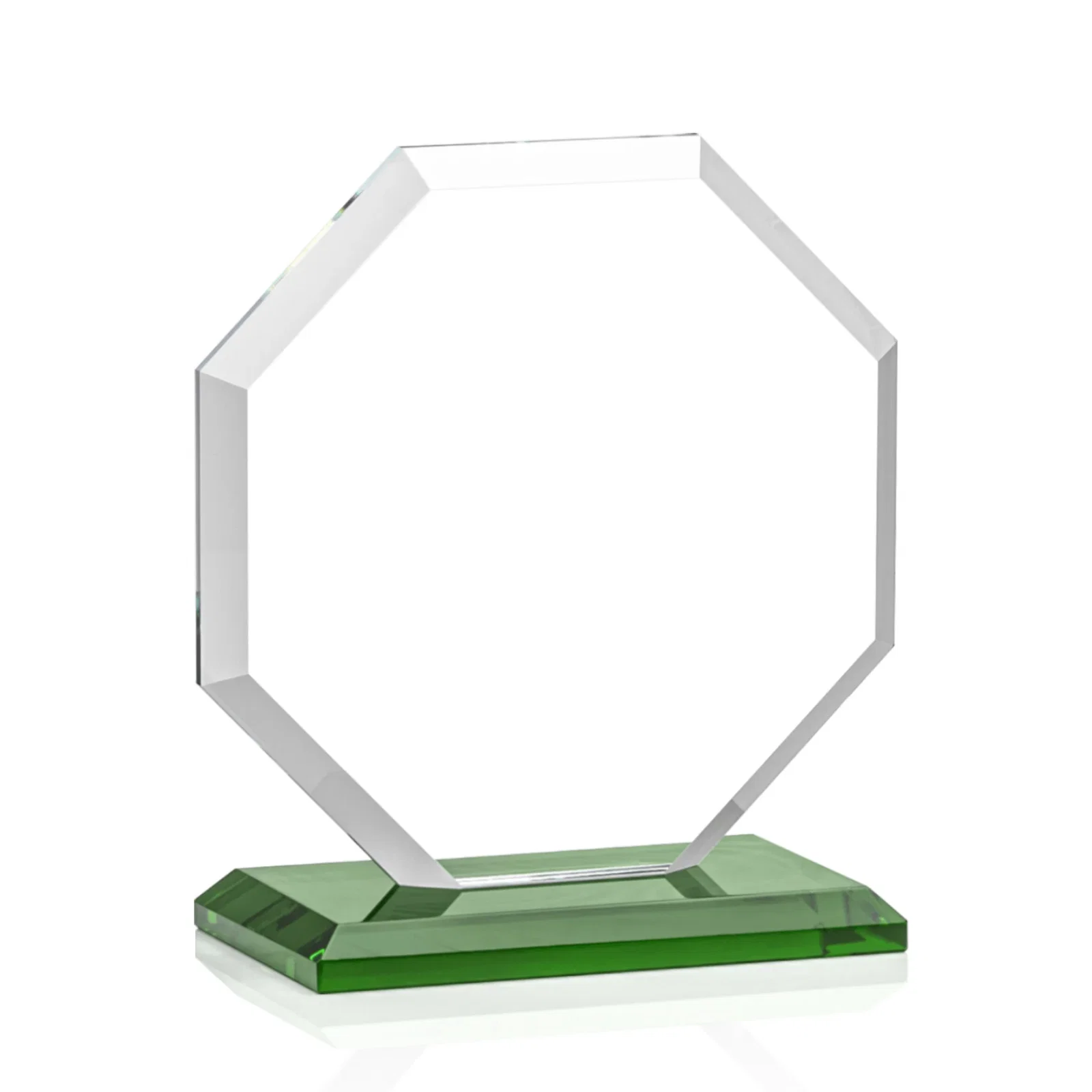 Branded Starfire Crystal Octagon Award with Deep Mitered Edges, with your logo for sales achievement awards