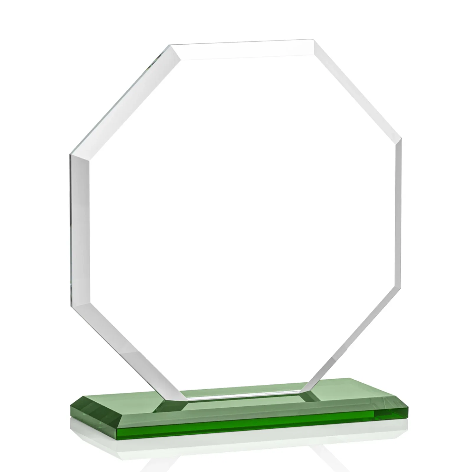Branded Starfire Crystal Octagon Award with Deep Mitered Edges, with your logo for team milestone celebrations