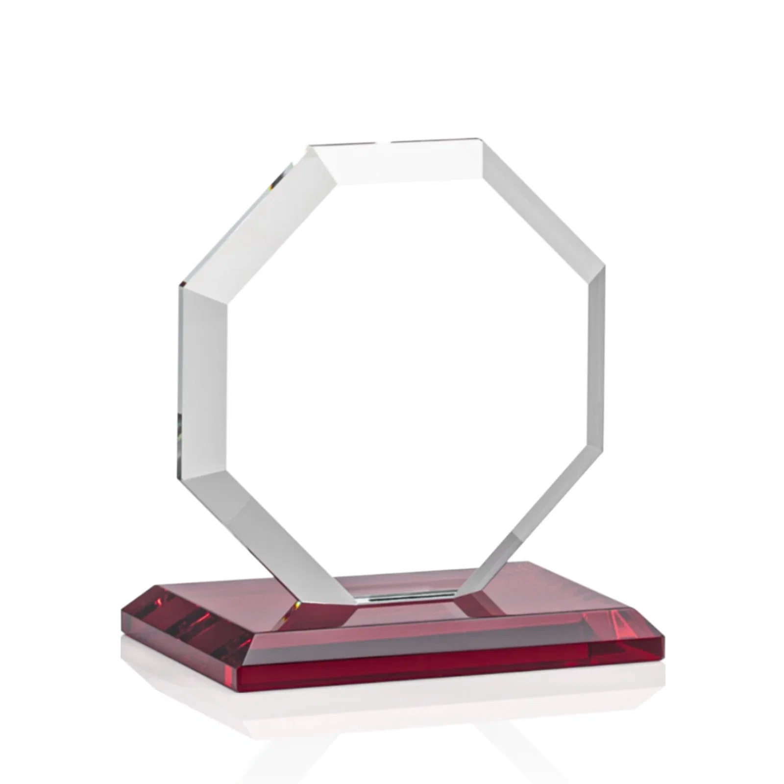 Branded Starfire Crystal Octagon Award with Deep Mitered Edges, with your logo for donor appreciation