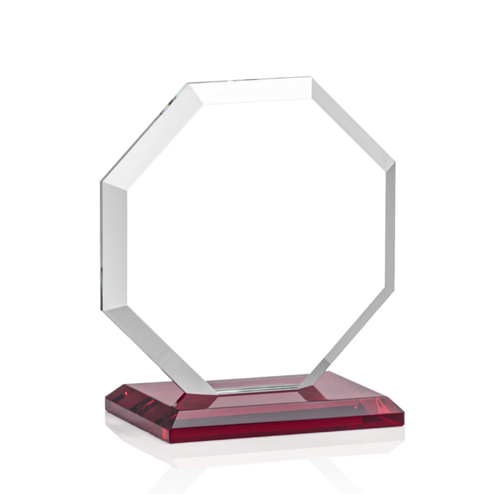 Branded Starfire Crystal Octagon Award with Deep Mitered Edges, with your logo for graduation ceremonies