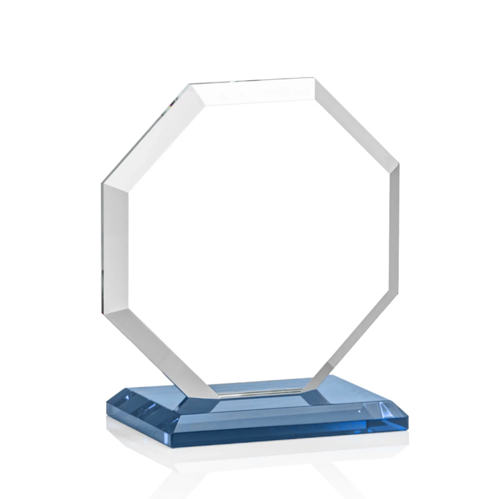 Custom printed Starfire Crystal Octagon Award with Deep Mitered Edges, with your logo for employee recognition
