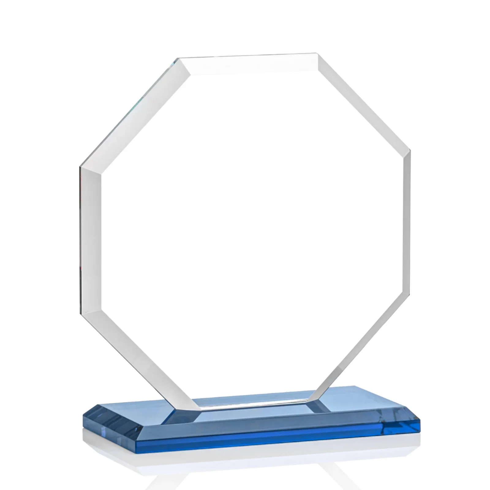 Custom printed Starfire Crystal Octagon Award with Deep Mitered Edges, with your logo for service anniversary gifts
