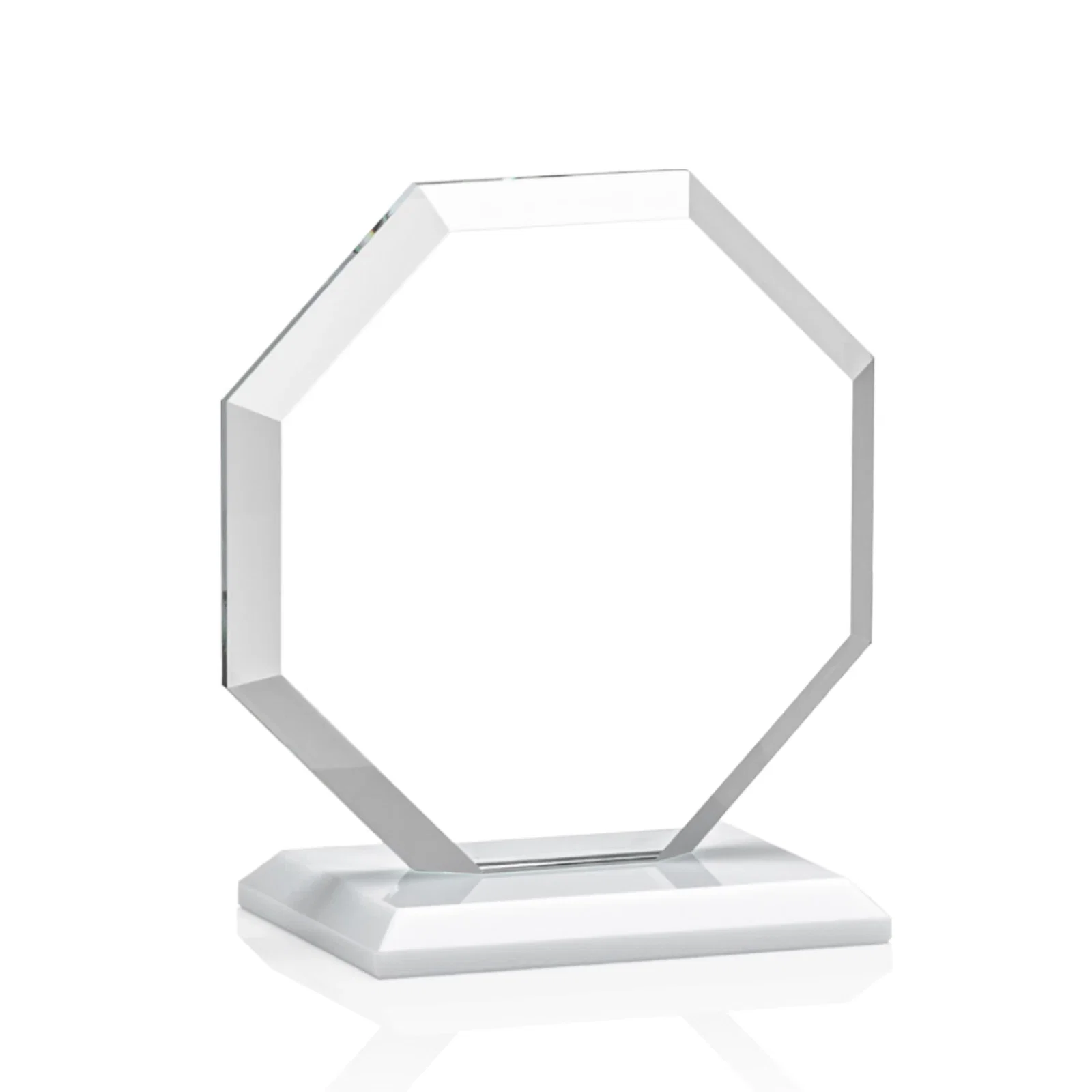 Custom printed Starfire Crystal Octagon Award with Deep Mitered Edges, with your logo for team milestone celebrations