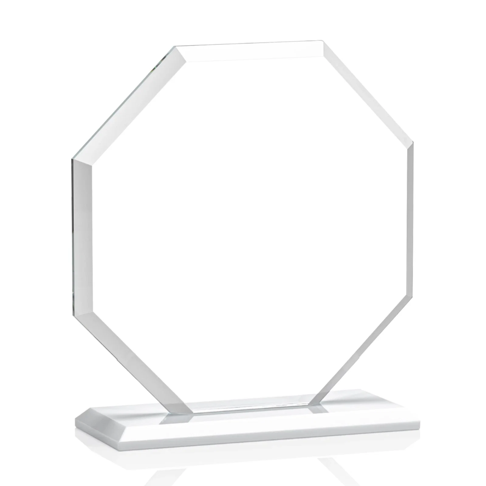 Custom printed Starfire Crystal Octagon Award with Deep Mitered Edges, with your logo for safety achievement programs